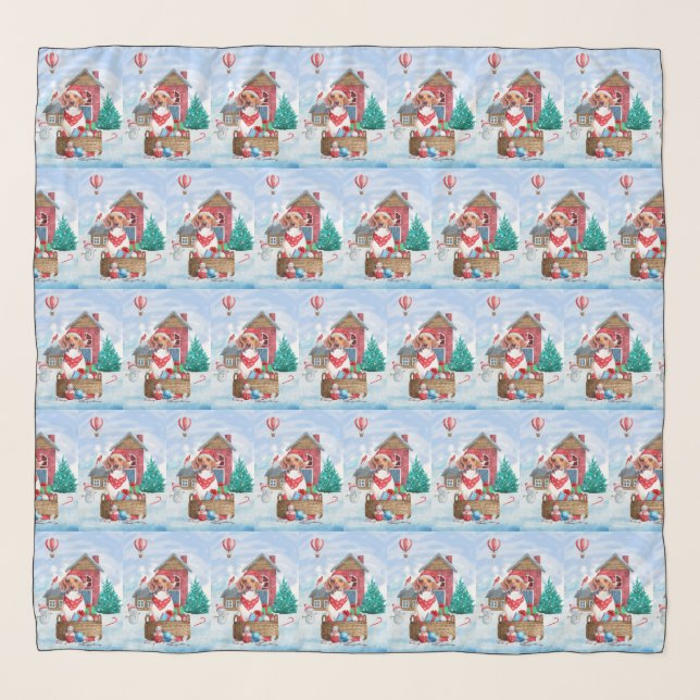Beagle Dog In snow Christmas Dog House Scarf (Front)