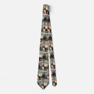 Beagle Dog in Snow Christmas  Neck Tie