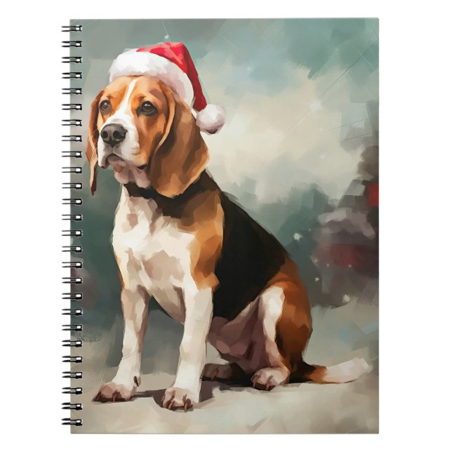 Beagle Dog in Snow Christmas  Notebook (Front)