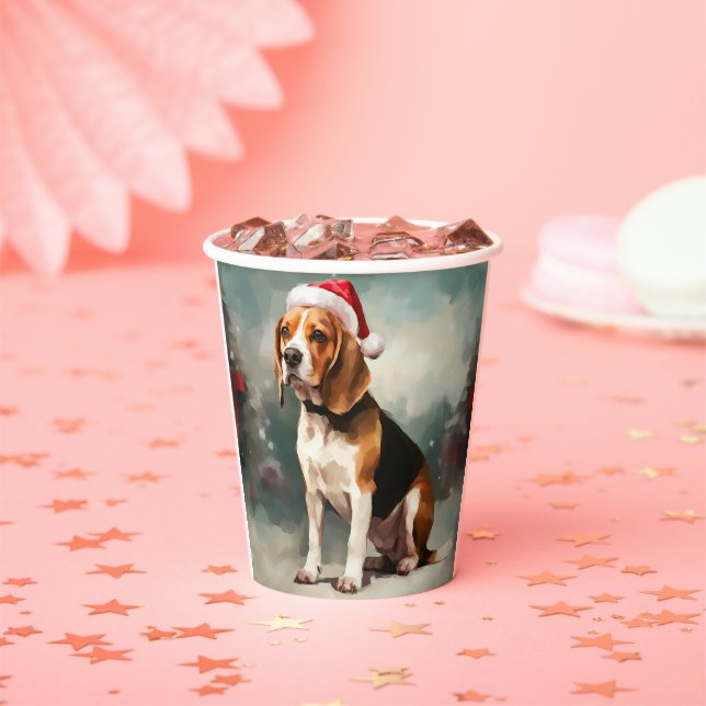 Beagle Dog in Snow Christmas  Paper Cups (Insitu)