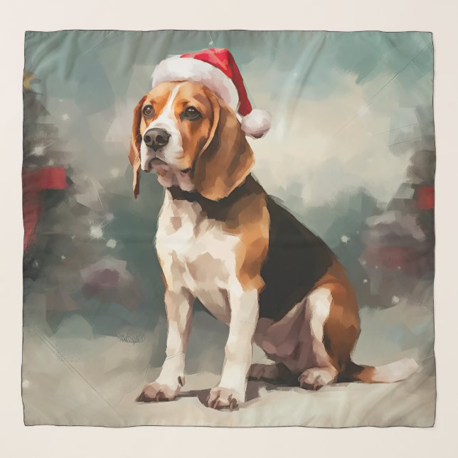 Beagle Dog in Snow Christmas  Scarf (Front)