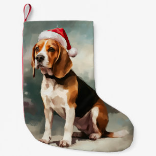 Beagle Dog in Snow Christmas Small Christmas Stocking