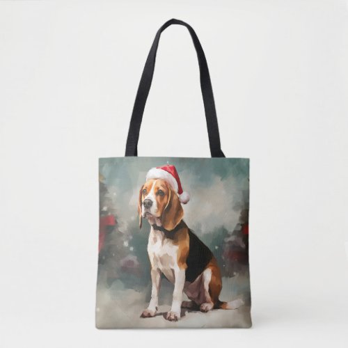 Beagle Dog in Snow Christmas  Tote Bag