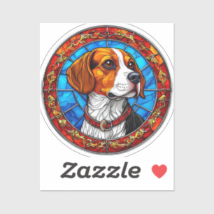Beagle Dog in Vibrant Stained Glass Art Sticker