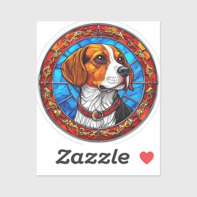 Beagle Dog in Vibrant Stained Glass Art Sticker (Sheet)
