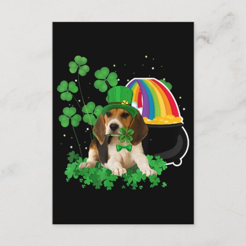 Beagle Dog Irish Cute Tee St Patrick Day Enclosure Card