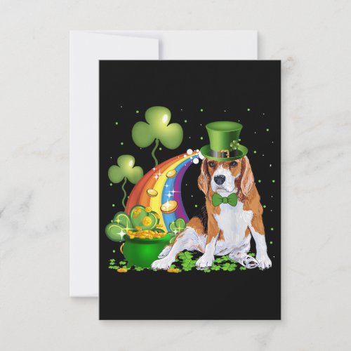 Beagle Dog Irish Leprechaun Cute St Patrick Day RSVP Card