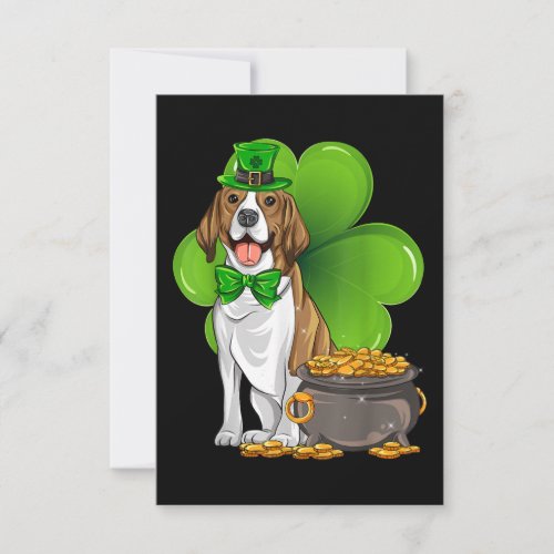 Beagle Dog Irish Leprechaun Saint St Patrick Day RSVP Card