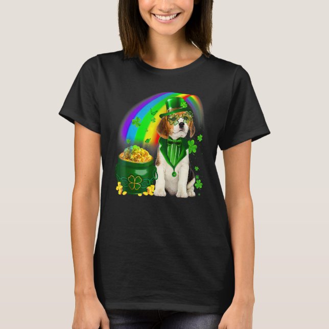 Beagle Dog Irish Leprechaun Saint St Patrick Day T-Shirt (Front)
