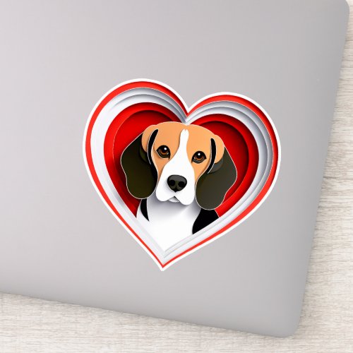 Beagle Dog Lover Cute Puppy Heart Sticker