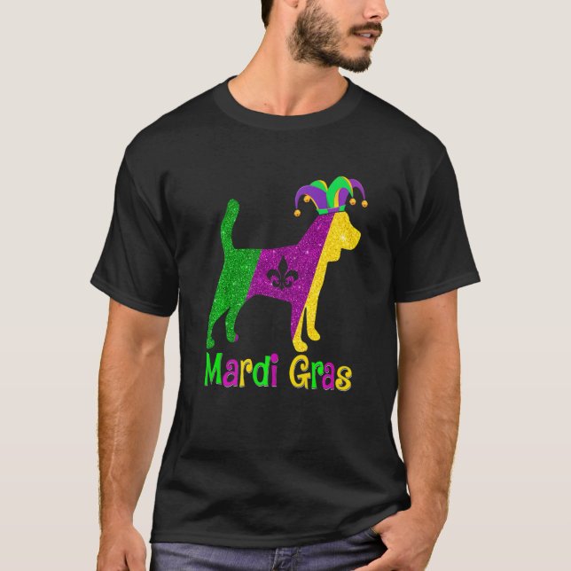 Beagle Dog Lover Mardi Gras Carnival Jester Premiu T-Shirt (Front)