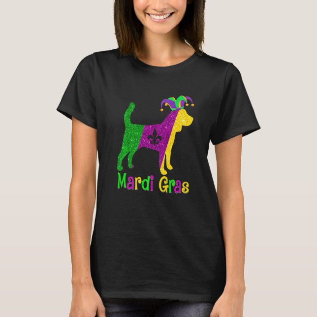 Beagle Dog Lover Mardi Gras Carnival Jester Premiu T-Shirt (Front)