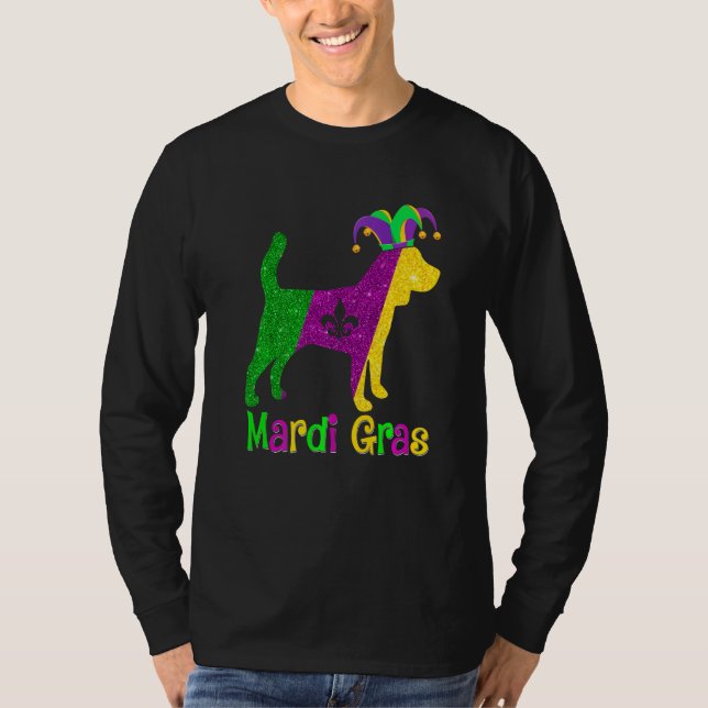 Beagle Dog Lover Mardi Gras Carnival Jester Premiu T-Shirt (Front)