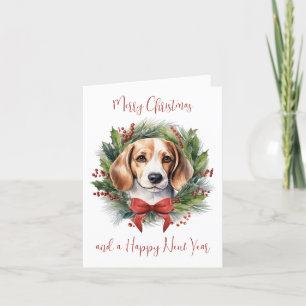 Beagle Dog Lover Personalized Merry Christmas Holiday Card