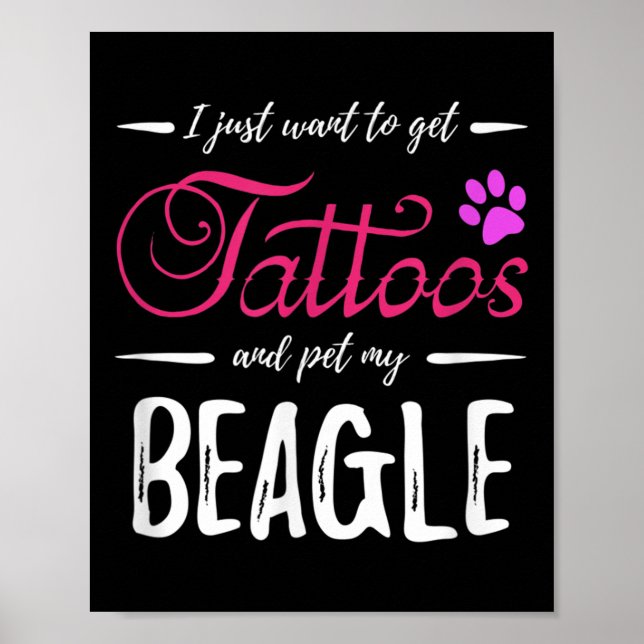 Beagle Dog Lover Tattoo Funny Dog Mom Gift Idea  Poster (Front)