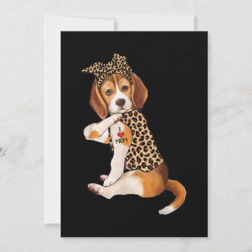 Beagle Dog Lover Tee I Love Mom Tattoo Leopard Holiday Card