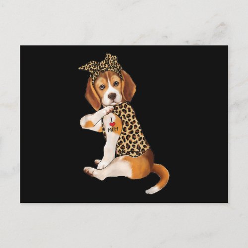 Beagle Dog Lover Tee I Love Mom Tattoo Leopard Postcard