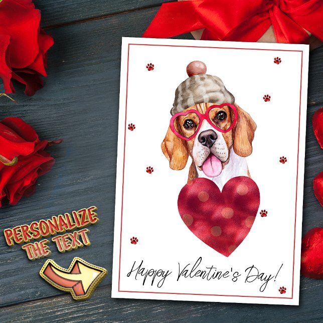 Beagle Dog Lover Valentine Gift Holiday Card (Creator Uploaded)