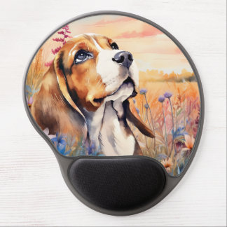 Beagle Dog Lover with Wildflower Meadow Gel Mouse Pad