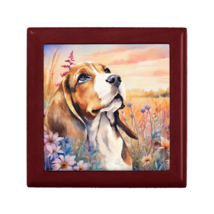 Beagle Dog Lover with Wildflower Meadow Gift Box