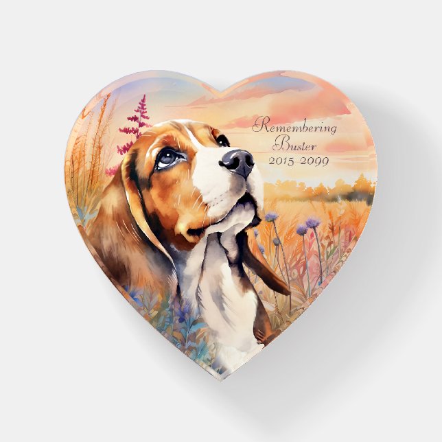 Beagle Dog Lover with Wildflower Meadow Paperweight (Front)