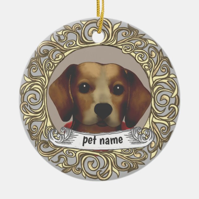Beagle Dog Loving Memory ornament (Front)