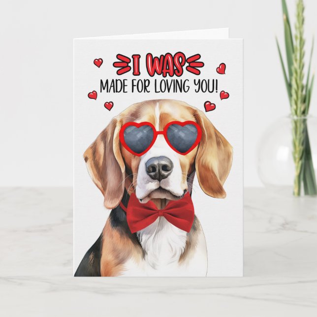 Beagle Dog Made for Loving You Valentine Holiday Card (Front)