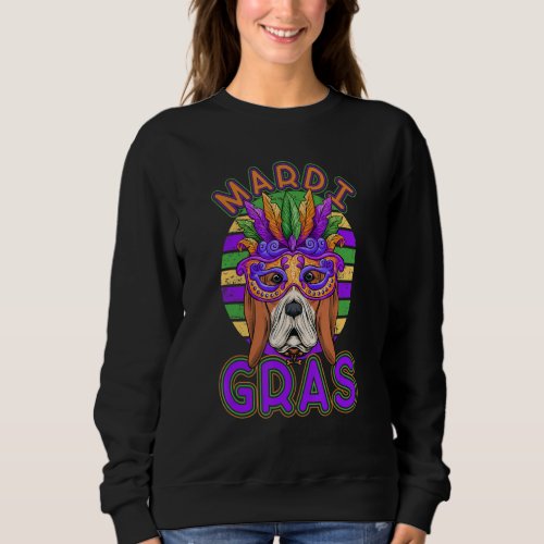 Beagle Dog Mardi Gras Mask Pet Mom Dad Puppy Sweatshirt