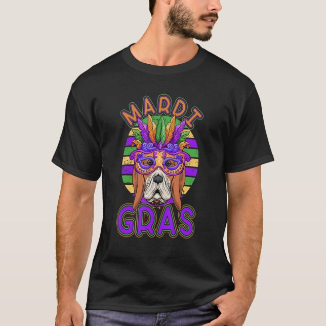 Beagle Dog Mardi Gras Mask Pet Mom Dad Puppy T-Shirt (Front)