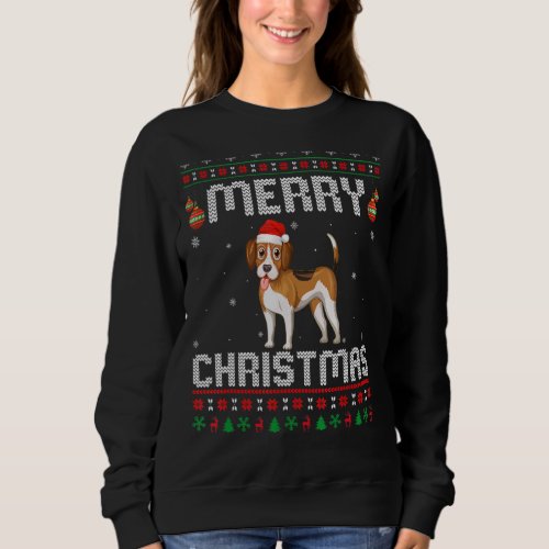 Beagle Dog Merry Xmas Matching Ugly Christmas Holi Sweatshirt