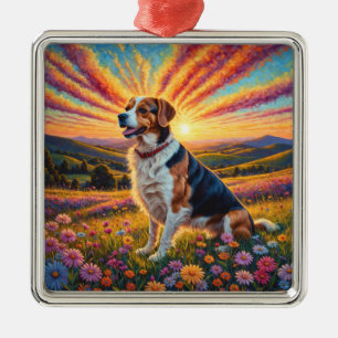 Beagle dog metal ornament