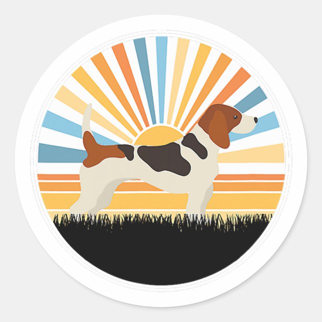 beagle - dog mom dog dad  sunset pet  classic round sticker (Front)