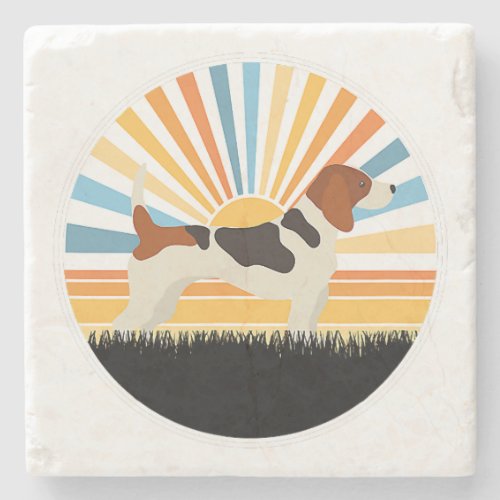 beagle _ dog mom dog dad  sunset pet  stone coaster