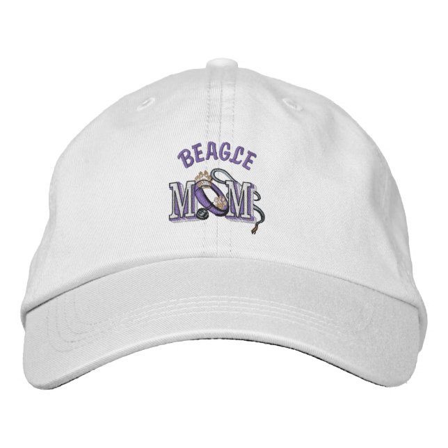 Beagle Dog MOM Embroidered Baseball Hat (Front)
