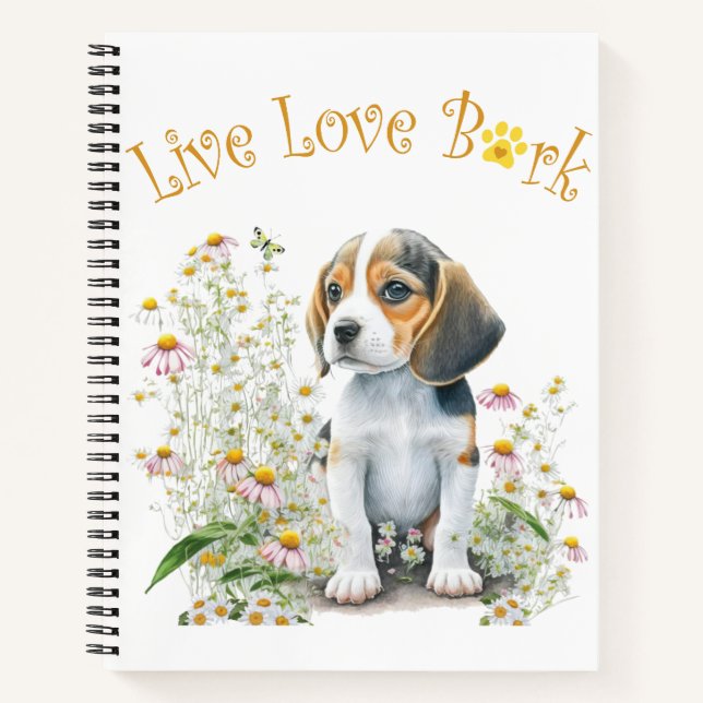 Beagle Dog Mom Floral Notebook (Front)