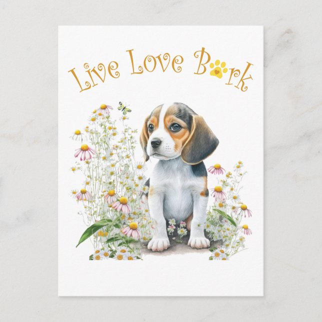 Beagle Dog Mom Floral Postcard (Front)