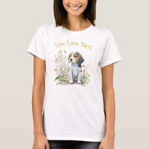 Beagle Dog Mom Floral T-Shirt