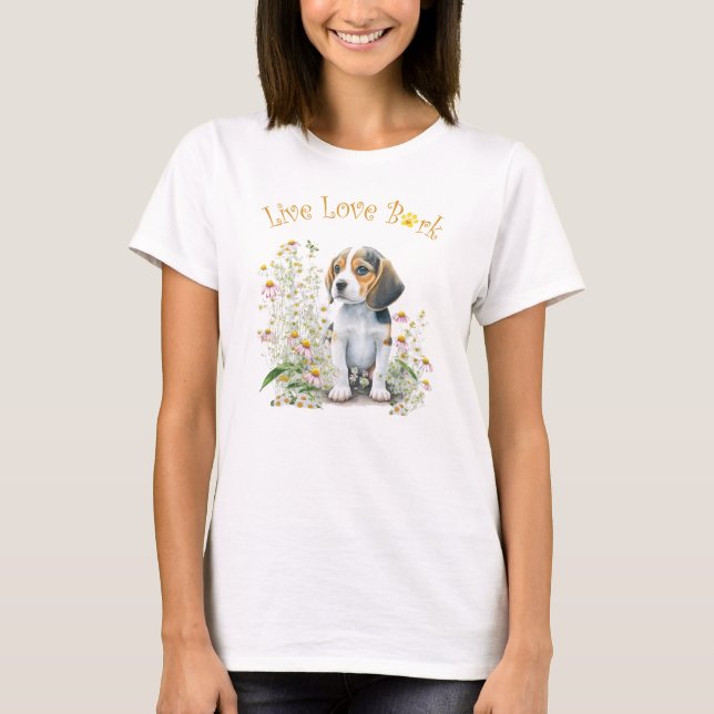 Beagle Dog Mom Floral T-Shirt (Front)