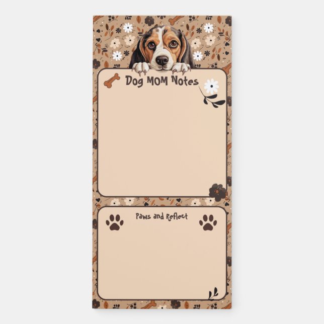 Beagle Dog Mom Notes Paws & Reflect Magnetic Notepad (Front)