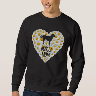 Beagle Dog Mom on Love Heart White Daisy Flowers   Sweatshirt