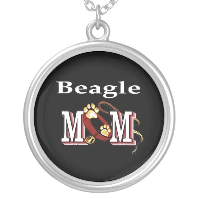 Beagle Dog MOM Silver Plated Necklace (Front)