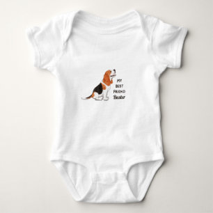 Beagle Dog My Best Friend Custom Name Baby Bodysuit