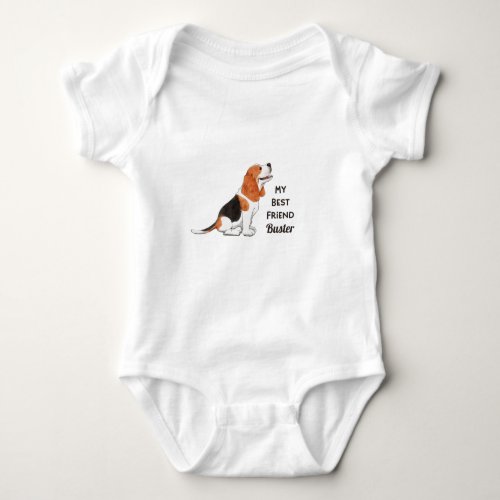 Beagle Dog My Best Friend Custom Name    Baby Bodysuit