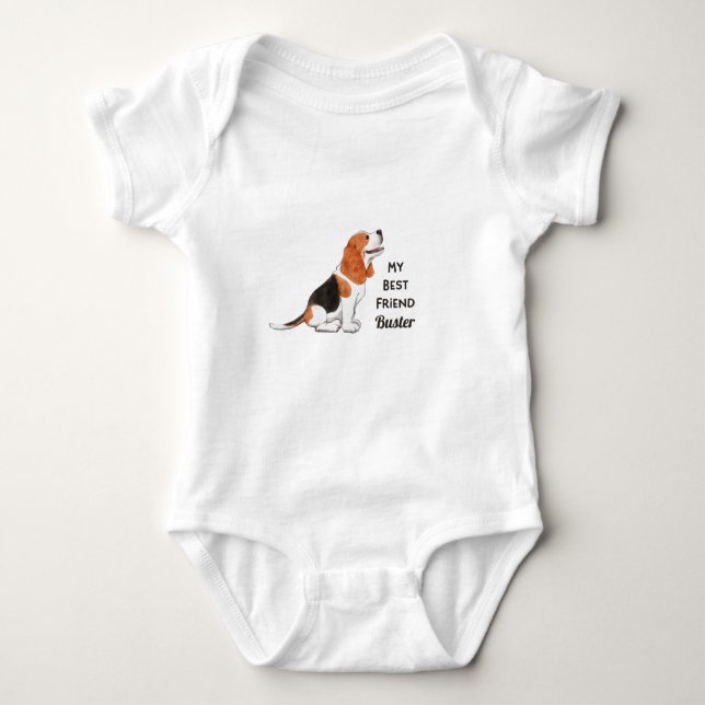Beagle Dog My Best Friend Custom Name    Baby Bodysuit (Front)
