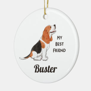 Beagle Dog My Best Friend Custom Name Ceramic Ornament