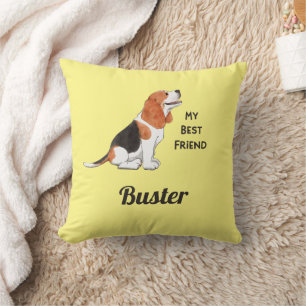 Beagle Dog My Best Friend Custom Name    Throw Pillow