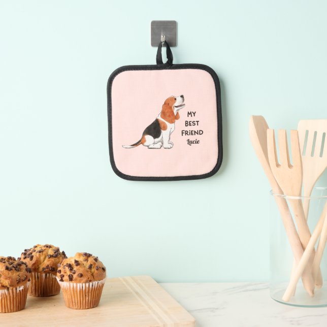 Beagle Dog My Best Friend Custom Pet Name Pot Holder (Insitu(Hanging))
