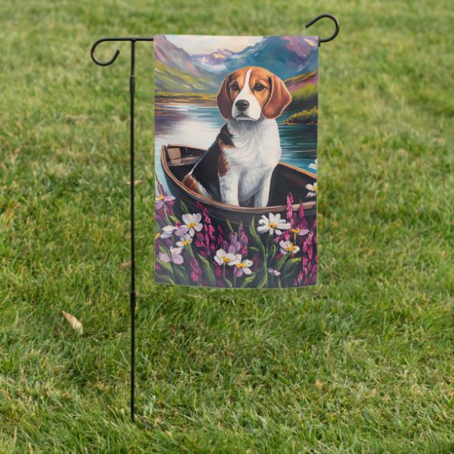 Beagle Dog on a Paddle A Scenic Adventure Garden Flag