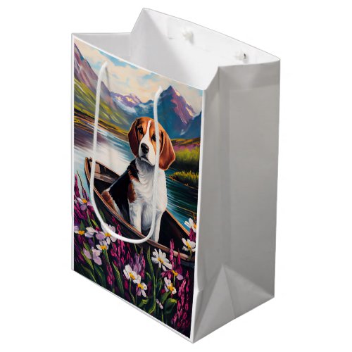 Beagle Dog on a Paddle A Scenic Adventure Medium Gift Bag