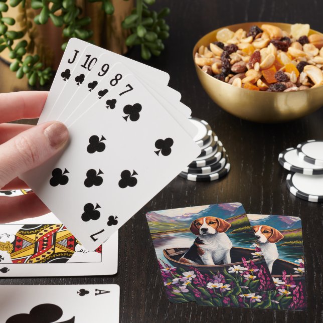 Beagle Dog on a Paddle: A Scenic Adventure Poker Cards (In Situ)
